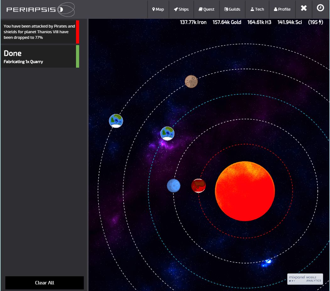 A multi-player web-based game. Grow your planetary resources, conquere new worlds, and take over the universe.