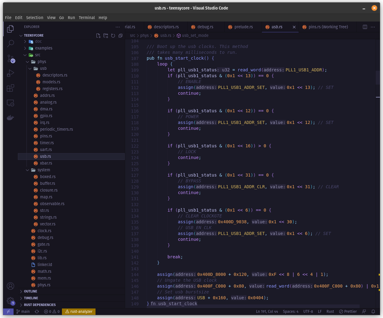 My rust-based kernel for the teensy4.0 microcontroller